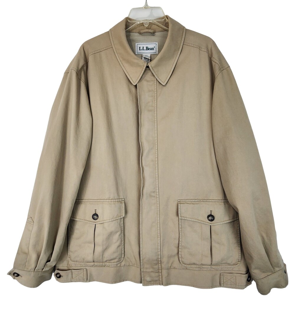 L.L. Bean Mens Parka Jacket Size XL Tall Tan Pockets Front Lined Full Zip #1685